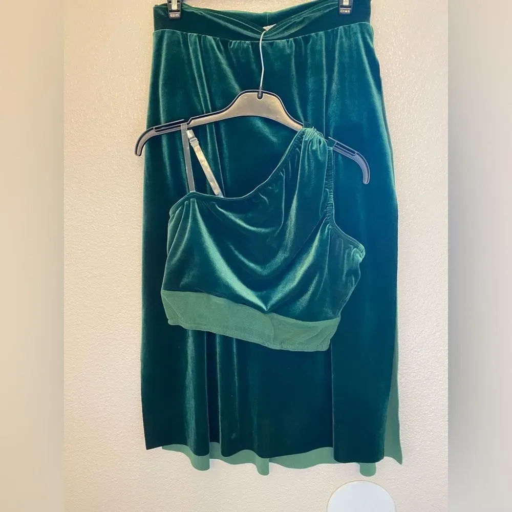Kelle dance solo costume 3 piece green velvet THE ALCHEMY skirt 7111 MA adult